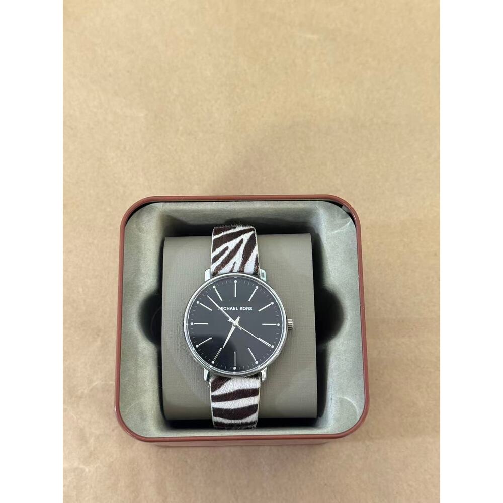 Michael Kors Women's Pyper Black Dial Zebra Leather Watch MK2929